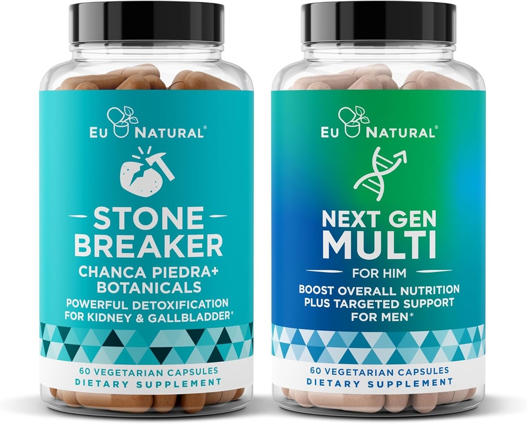 Stone Breaker y Next Gen Multi para él Bundle - Kidney Cleanse & Gallbladder Soporte Plus 26-en-1 Multivitamina de hombres avanzados