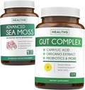 Bundle of Gut Complex " Irish Sea Moss - Inner Thrive Combo - Complejo Gut con ácido caprílico " Irish Sea Moss Capsules - Suplemento Vegano Raw con BioPerine (No-GMO " Orgánico) - 60 cápsulas