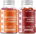 Vitamatic Magnesium & Apple Cider Vinegar Gummies - 60 conteo vegano Cada