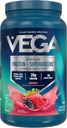 Vega Proteína + Supergreens - 20g Proteína de base vegetal, Berry, 26 Servings, Verdes Reales & verduras, Vegan Keto, 0g Sugar, No GMO, Gluten Free, Dairy Free, 1.7lbs (Paquete May Vary)