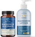 Magnesium Lotion y Magnesium Glycinate Suplemento Silencio Full Body Magnesium Support for Body and Mind with 8 Fl Oz Topical Magnesium Plus 500mg Magnesium Glycinate Pills