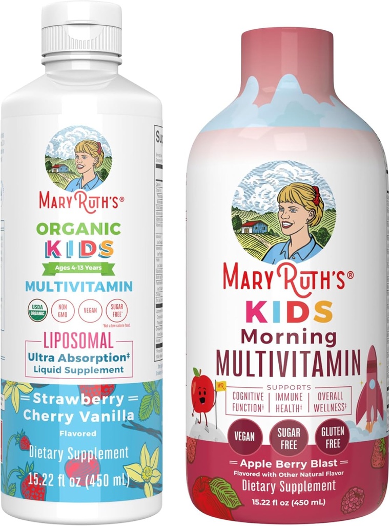 MaryRuth Organics Liquid Multivitamin (Apple Berry) " Liposomal (Strawberry Cherry " Vanilla) for Kids ← Clean Label Project Verified® ← Global Wellness ← Vegan, Non-GMO, Gluten Free