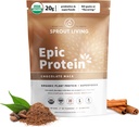 Sprout Living Epic Protein, Plant Based Protein & Superfoods Powder, Chocolate Maca Powder  20 Grams Organic Protein Powder, Vegan, Non Dairy, Non-GMO, Gluten Free, Low Sugar (1 Pound, 12 Servings)