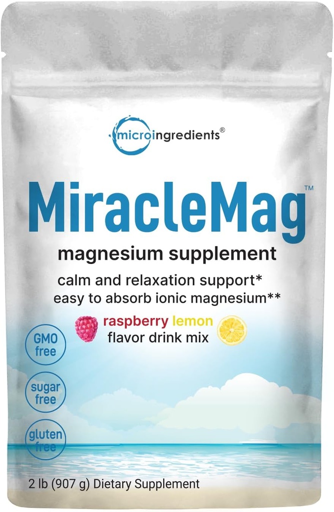 Calentar la pólvora de magnesio, 2lbs ¦ Magnesium Citrate Powder ¦ Sweet Raspberry Lemon Flavored Mineral Support ← Fácilmente Absorbed Silencio No-GMO, Vegan, Azúcar Gratis