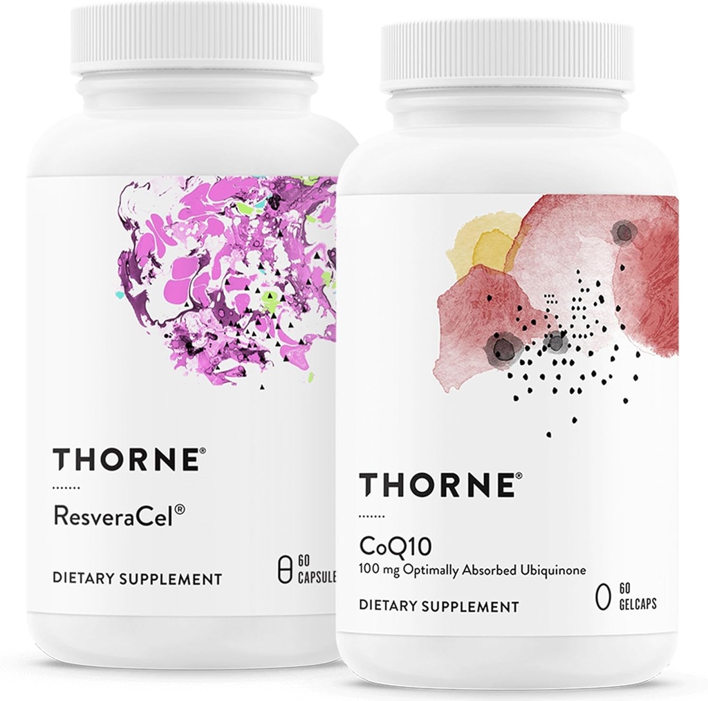 THORNE - Conjunto de salud celular - CoQ10 & NiaCel 400 - Energía de apoyo, Defensa celular " Envejecimiento saludable - 30 a 60 Servimientos