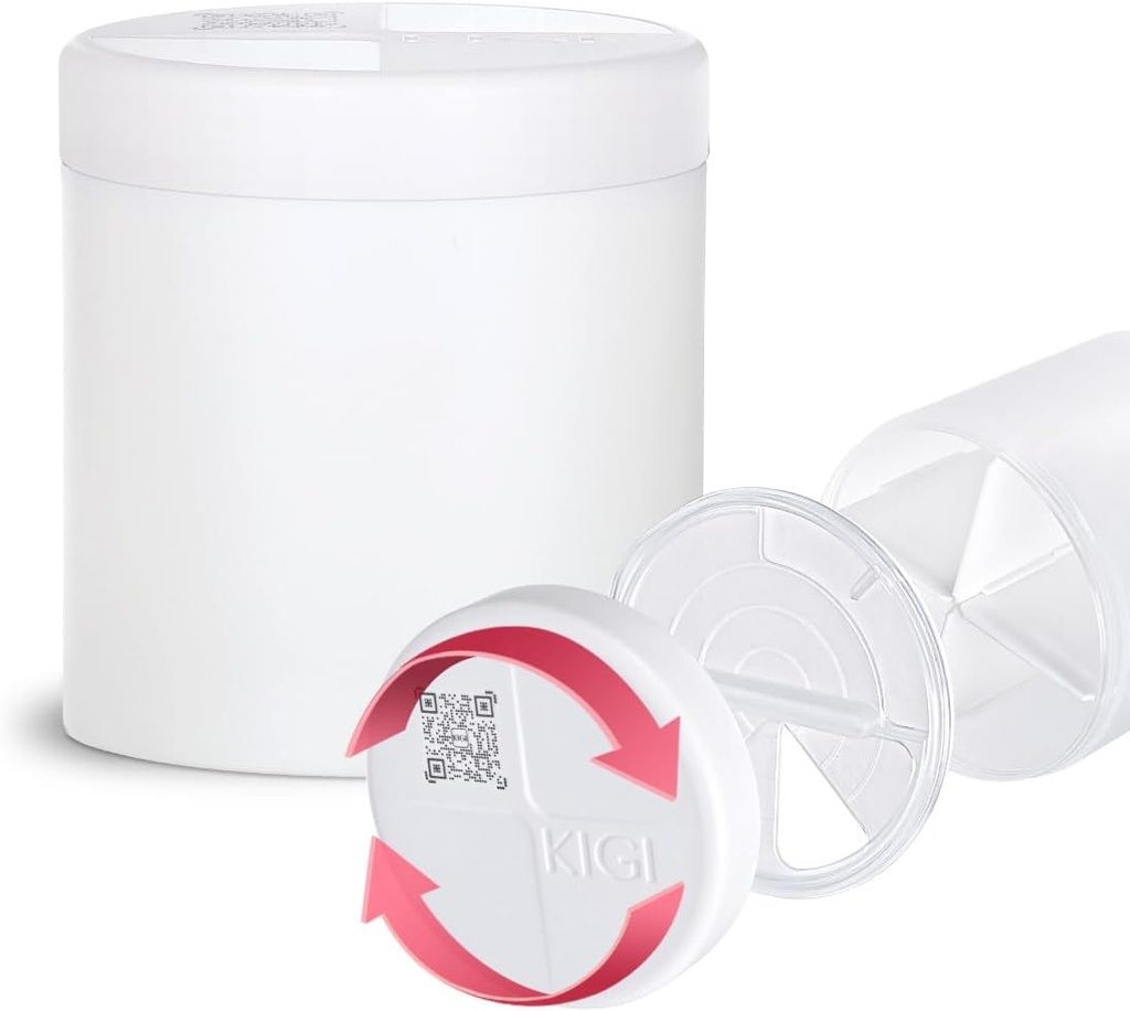 Organizador de Suplemento Extragrande con 4 Compartimientos Dispensador de pila fácil Medicina Mensual Vitaminas Organizadores Almacenamiento Botellas,White