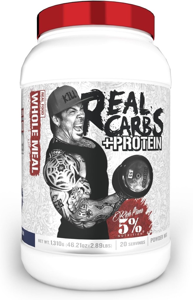 5% Nutrición rica Piana Real Carbs + Protein ¦ Clean Mass Gainer Protein Powder ¦ Real Food Carbohydrate Fuel for Pre Workout/Post-Workout Meal de recuperación Ø 2.89 lb, 20 Srvgs (Blueberry Cobbler)
