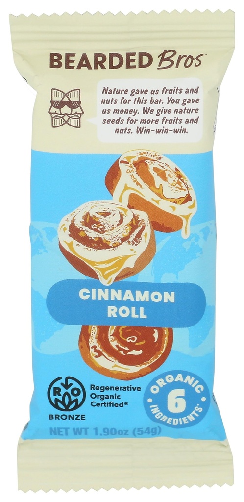Bearded Brothers, Energy Bar Cinnamon Roll Organic, 1.9 Ounce