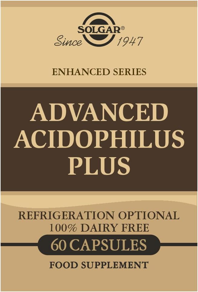 Solgar Advanced Acidophilus Plus, 60 cápsulas vegetales - Apoya Flora Intestinal Saludable - 500 millones de microorganismos Por Serving - Gluten " Dairy Free - Vegetariano - 60 Servings