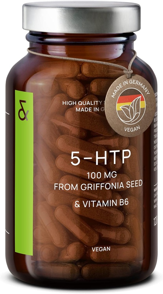 CLAV® 5-HTP 100mg + Vitamina B6 - Vegan 5HTP de Griffonia Seed Extract - 120 cápsulas para el sueño & Mood Support - 4-Month Supply - Made in Germany
