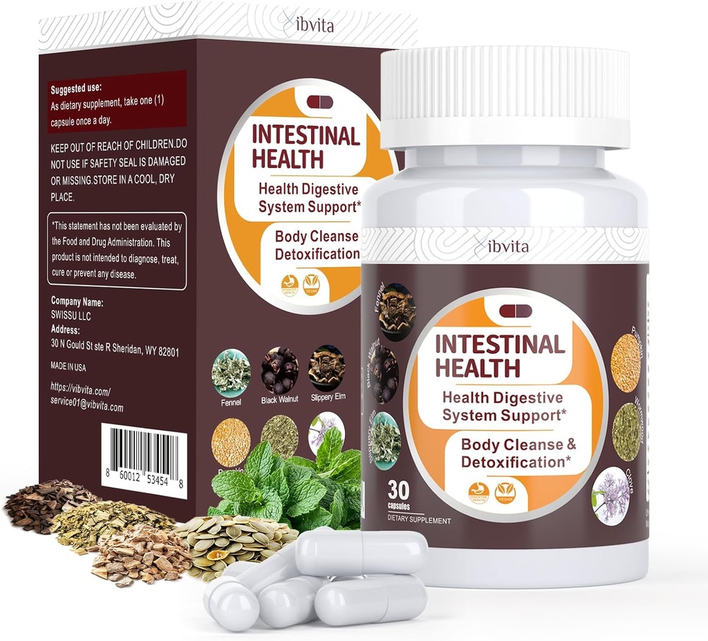 [BRSRAFD6CQIAGC3G] Gut Health Cleanse Detox Capsules - Limpiador intestinal con Wormwood, Nogal negro, Bombilla de ajo, Clove Support Colon Cleanser & Digestion System for Women & Men, 30 Caps