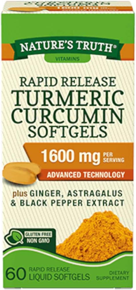 Verdad de la naturaleza, Turmeric 1600mg Black Pepper Extracto, 60 Softgels