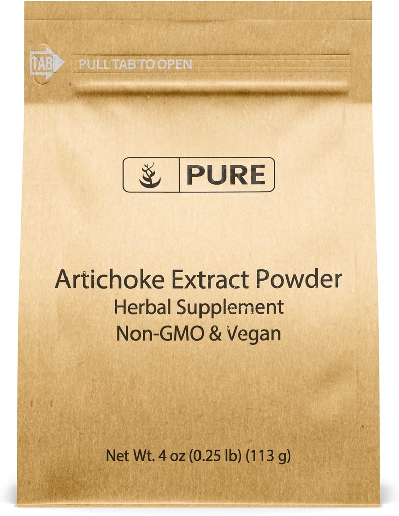 PURE ORIGINAL INGREDIENTES Extracto de Artichoke (4 oz) Suplemento herbal, libre de gluten, no GMO