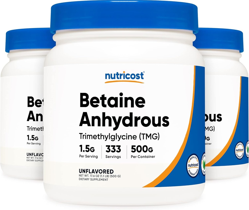 Nutricost Betaine Anhydrous Trimetilglycine (TMG) Powder 500G (3 Botellas)