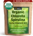 Good Natured Organic Spirulina y Chlorella Powder 50/50 Mix - 3 Month Supply - Vegan & Non-GMO Clorella y Polvo Spirulina