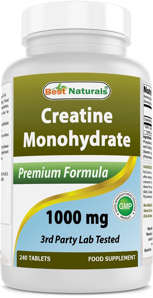 Mejores Naturales Monohidrato de Creatina 1000 mg 240 Tabletas