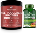 Multivitamina entera de alimentos para mujeres + multi colágeno de pólvora hidrolizada (Tipo I II III V X)