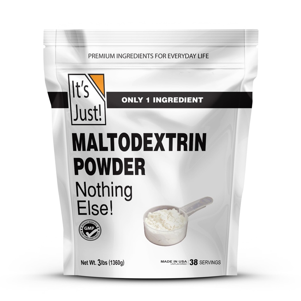 Es justo! - Mass Gainer Powder, 100% Maltodextrin (Complex Carbohydrates), Energía Sustenida, Absorción Rápida, No GMO, Fácilmente Añadir a cualquier Shake Protein, 3lbs / 38 Servings