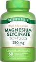 La verdad de la naturaleza Magnesium Glycinate 250mg ← 60 Softgels TEN High Absorption ← No Gluten Suplemento Mineral Gratuito