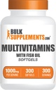 BulkSupplements.com Multivitamina Softgels - Daily Multivitamin, Suplemento Multimineral, Multivitamina para Adultos wit Fish Oil - Gluten Free, 1 Softgel por Serving, 300 Conde (Pack of 1)