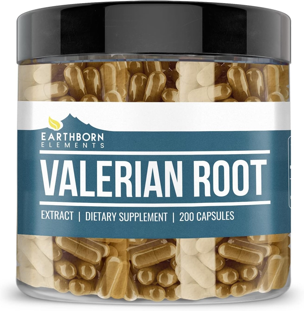 Elementos terrestres Valerian Root 200 Capsules, Puro ' Undiluted, No Additives