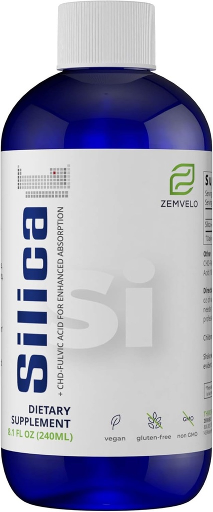 Silica Iónica Líquida - Peluquería, Piel & Nails Nutrición tención Colágeno Apoyo conjunto para la salud Tendons & Cartilage TEN 8 oz, 48 Day Supply