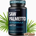 Saw Palmetto con Sting Nettle Capsules - 2X suplemento de apoyo a la próstata para la salud de los hombres - 120 cuenta - DHT Blocker para la función de tracto urinario y el cabello - Vegan, no GMO - 2 mes de suministro