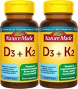 Nature Made Vitamina D3 K2, 5000 UI (125 mcg) Vitamina D, Suplemento dietético para el Hueso, Dientes, Musculo y Apoyo a la Salud Inmune, 30 Softgels, 30 Day Supply - Pack of 2