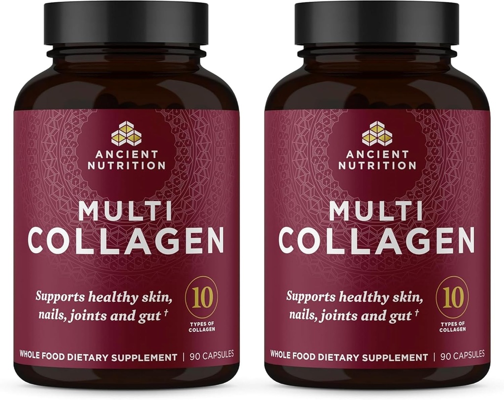 Antiguo Collagen Peptides Capsules Suplemento, Hidrolyzed Collagen Pills for Women & Hombres, apoya la piel sana " uñas, Gut Health " Joint Support, Shrink-Wrapped 90 Count Bundle (2 Pack)