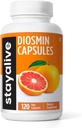 STAY ALIVE Complejo Diosmin puro 1000mg Fórmula, 120 cápsulas, Citrus Bioflavonoids Rich Fruit Extract, 2 Month Supply, 100% Vegetariano, No GMO & Gluten Free Diosmin Supplement