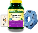 Spring Valley Cinnamon 1000 mg Suplemento dietético, 400 cápsulas con cuenta con organizador de píldoras