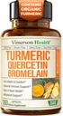 Quercetina con Bromelain Turmeric Curcumin Suplemento – Alivio de Alergia, Soporte Conjunto & Inmuno – Suplemento Turmérico Orgánico con Pepper Negro (Bioperina) – 180 Quercetina 500mg cápsulas