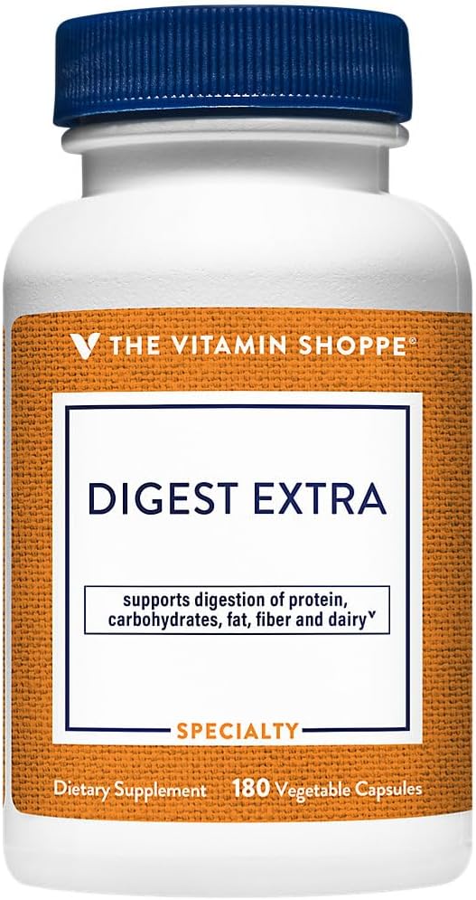 [BRSWKFQEAUFR4ETC] La Enzima Digestiva de Vitamina Shoppe- Fórmula Integral para las grasas, los carbohidratos y la digestión de proteínas - Desglose de la ayuda y la lácteos y apoya la absorción de nutrientes (180 cápsulas vegetales)