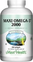 Suplemento de la Omega 3 - Petróleo de Pesca Omega-3 2000mg - Fuente Natural de EPA " DHA - Corazón, Cerebro " Salud Conjunta - Kosher Certified Wild Caught Marine Fish - 200 Vegetarian Softgels por Maxi Health
