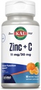 KAL Zinc Plus C, Vitamina C y Zinc, Función Celular y Soporte Inmunitario, Absorción Optimal, Sabor de Tangerina Natural, Garantía de 60 Días de Dinero, 90 Servimientos, 90 Micro Tabletas