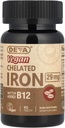 DEVA Vegan Chelated IRON 29 mg con añadido B-12 - 90 Tabletas ( Multi-Pack)
