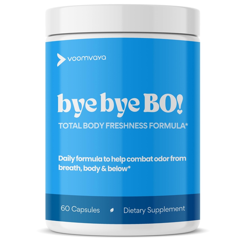 VoomVaya Bye Bye BO – Body Deodorizing Supplement for Women Over 40 – Chlorophyll Pills with Sage & Peppermint – Internal Deodorant for Body Freshness – 60 Capsules