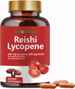 Licopene Capsules, Licopeno Natural 200mg con Reishi Ecológico Mushroom 200mg Suplemento para la salud de próstata y soporte inmunológico - Gluten-Free, No GMO, 60 cápsulas (1 Pack)