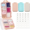 3 Pack, 14 GRIDS Travel Pill Organizer Caja con etiquetas - Travel Medicine Case Kit - Container de Farmacia diaria de bolsillo - dispensador de medicamentos de viaje para el almacenamiento de vitaminas de aceite de pescado