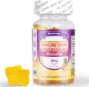 FaroromyPotasio Magnesio Gummies, Suplemento Glycinate de Magnesio Libre de Azúcar, soporta Leg Comfort, Función muscular " Salud cardíaca, No GMO, Flavor de Piña, 60 Condes