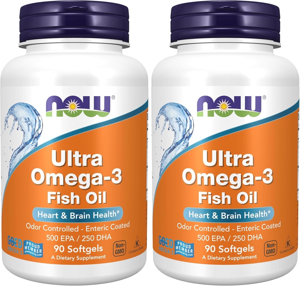 AHORA Suplementos, Ultra Omega-3 Molecularmente Destilado y Enteric Coated, 90 Softgels (Pack of 2)