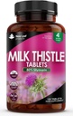 Nuevos productos de hoja de leche carcasa 1000mg Tablas (4 mes de suministro) Alta resistencia 2000mg 80% Silymarin, tabletas Vegan, GMO-Free, sin gluten 120 Tabletas