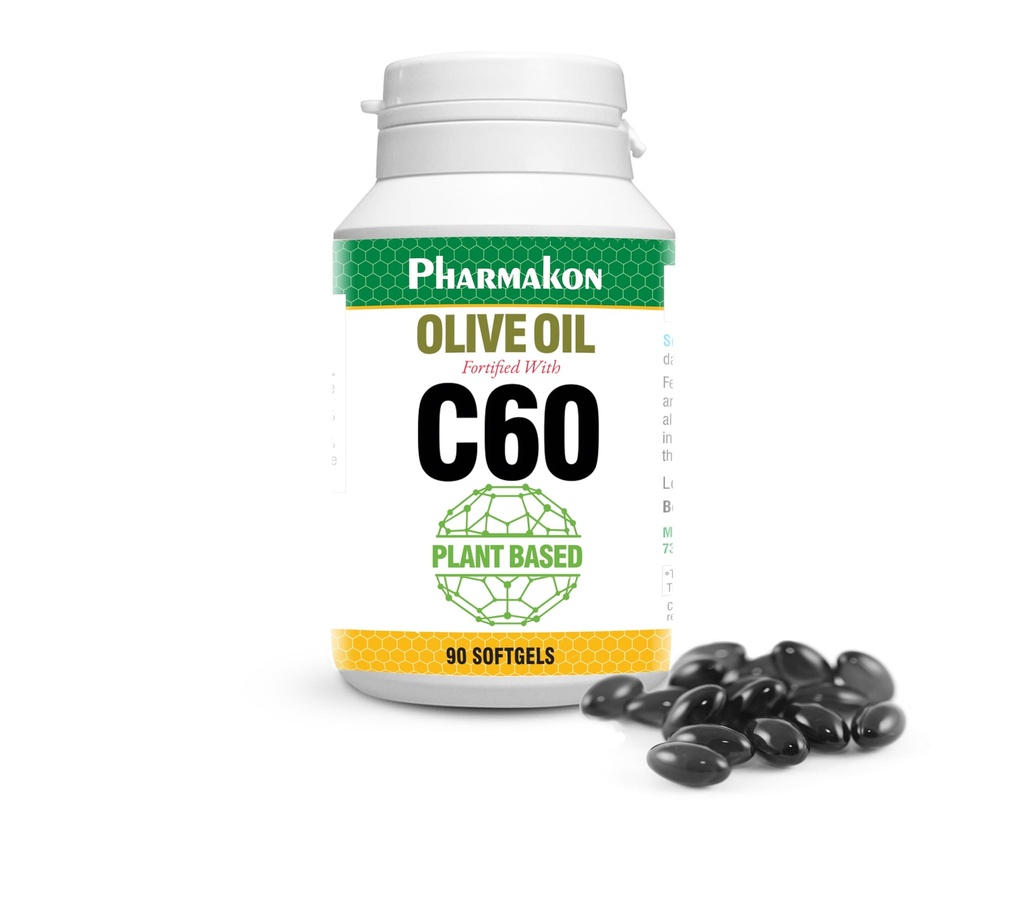 PHARMAKON C60 Enriched Olive Oil Capsules, Plant Based (90 Capsules)