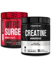 Jacked Factory NITROSURGE Shred Pre Workout Supplement (Black Cherry, 30 Servings) & Creatine Monohydrate Powder (Unflavored, 30 Servings)
