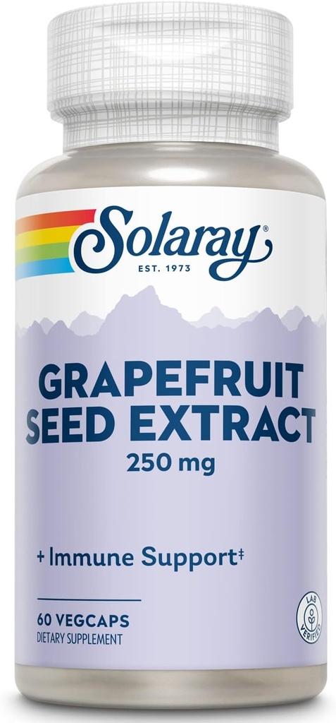 SOLARAY Extracto de semilla de pomelo garantizado, Veg Cap (Btl-Plastic) 250mg tención 60ct