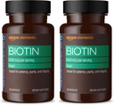 Amazon Elementos Vegan Biotina 5000 mcg - Cabello, Esquí, uñas, 130 cápsulas (4 mes de suministro) (Packaging May Vary) (Pack of 2)