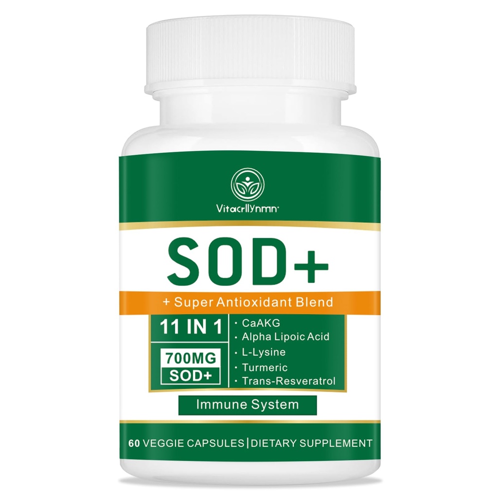 700MG Sod Superoxide Dismutase Suplemento - Suplemento Antioxidante de alta potencia para la salud celular - 60 cápsulas
