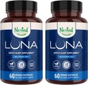 Naturales anidados Luna Melatonin-Free Pack of Two, Bedtime Supplement for Adults, Herbal Nighttime Sleeping Capsule, Valerian Root with Chamomile, Lemon Balm, Non-GMO, Gluten-Free