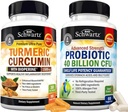 40 Billones CFU Suplemento Probiótico diario (1 Mes de Suministro) Más Curcumina de Turmérico con Pepper Negro Extracto Complejo de 1500 mg (1 Mes de Suministro)
