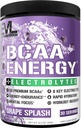 EVL BCAAs Aminoácidos Polvo - BCAA Energy Pre Workout Powder for Muscle Recovery Lean Growth and Endurance - Rehidrating Post Workout Recovery Drink with 6 Key Electrolytes - Grape Splash